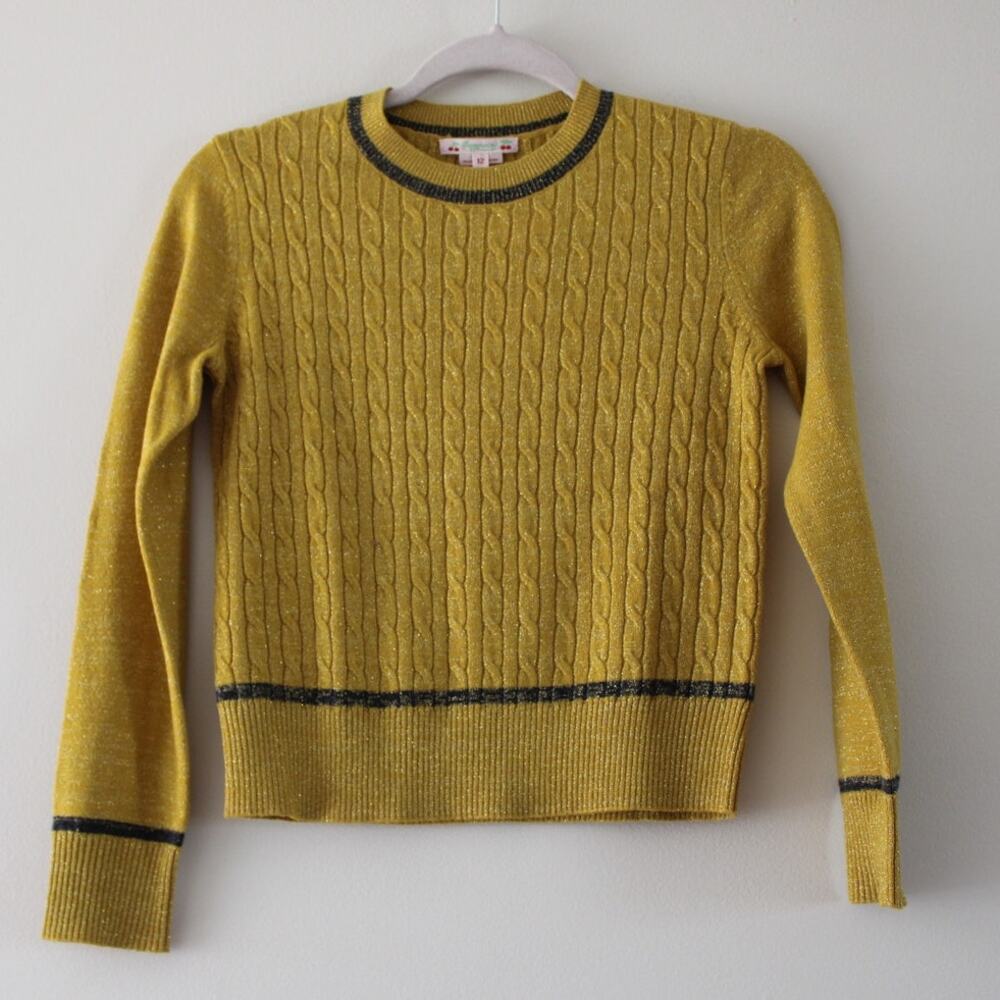 Bonpoint Mustard Yellow Cable Knit Sweater